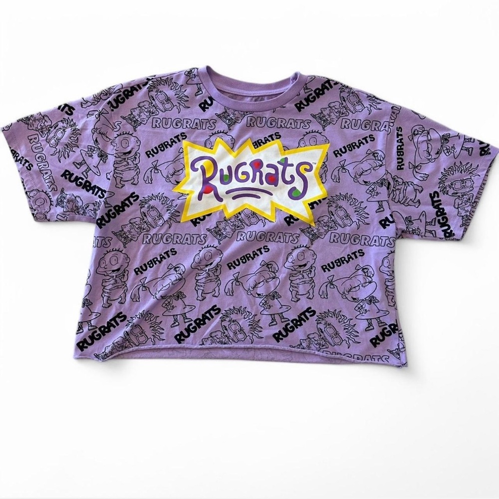 Rugrats Nickelodeon Cropped Top Purple Y2K Women’s Large Cartoon‎ Graphic Tee